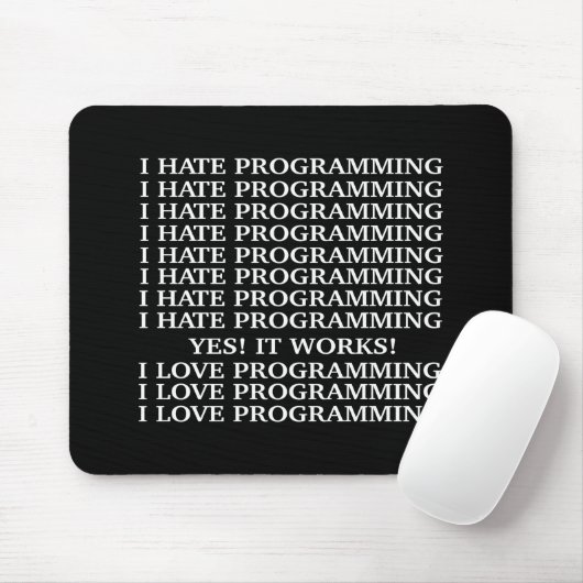 Ik hou van programmeren / Ik haat programmeren Muismat (Met muis)