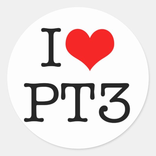 Ik hou van PT3 Ronde Sticker (Voorkant)