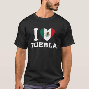 Ik hou van Puebla Heart Mexico Flag T-shirt