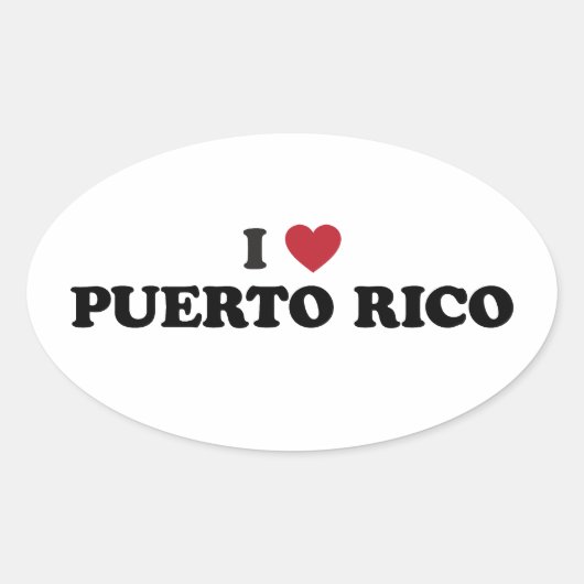 Ik hou van Puerto Rico Ovale Sticker (Voorkant)