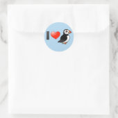 Ik hou van Puffins Ronde Sticker (Tas)