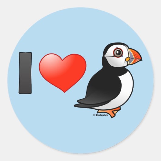 Ik hou van Puffins Ronde Sticker (Voorkant)