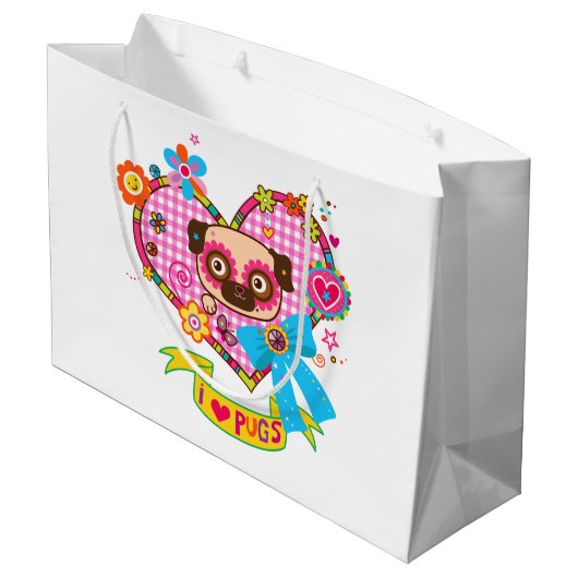 Ik hou van Pugs! Cadeautasjes Groot Cadeauzakje (Achterkant Gekanteld)