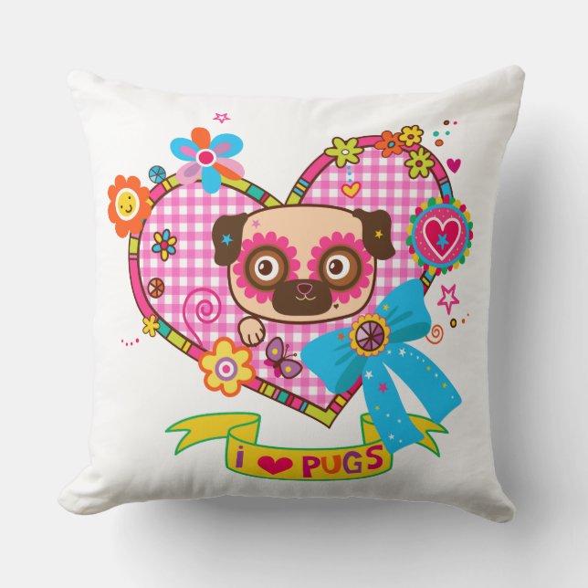 Ik hou van Pugs! Kussen (Voorkant)