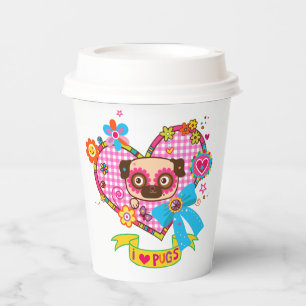 Ik hou van Pugs! Papieren bekers