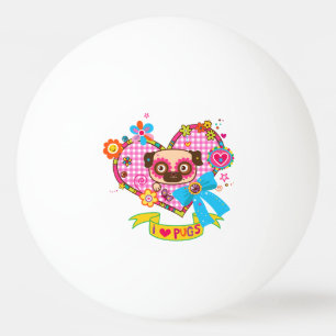 Ik hou van Pugs! ping pong ballen