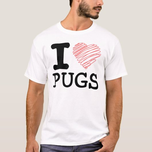 Ik hou van pugs t-shirt (Voorkant)