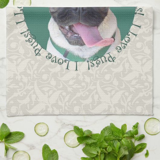 Ik hou van Pugs! Theedoek (Gevouwen)