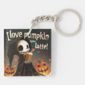 Ik hou van Pumpkin Spice Latte digitale kunst Sleutelhanger (Achterkant)