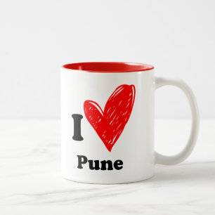 Ik hou van Pune Tweekleurige Koffiemok