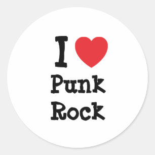 Ik hou van Punk Rock hart op maat gepersonaliseerd Ronde Sticker