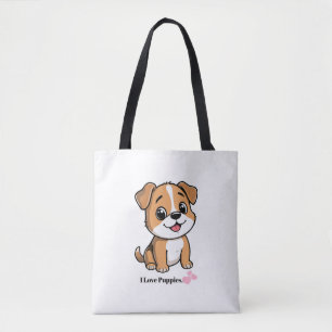 Ik hou van puppy's Cute Cartoon puppy hond schoude Draagtas