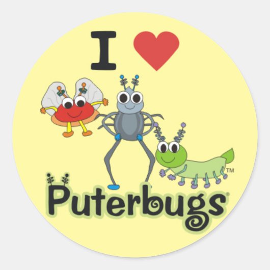 Ik hou van Puterbugs Ronde Sticker (Voorkant)