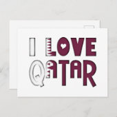Ik hou van Qatar Typography Cute Heart in Text Briefkaart (Voorkant / Achterkant)