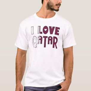 Ik hou van Qatar vlag kleuren hart typografie T-shirt