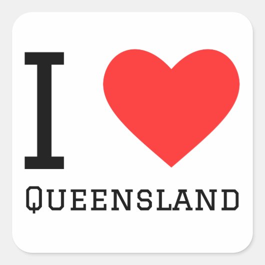 Ik hou van Queensland Vierkante Sticker (Voorkant)