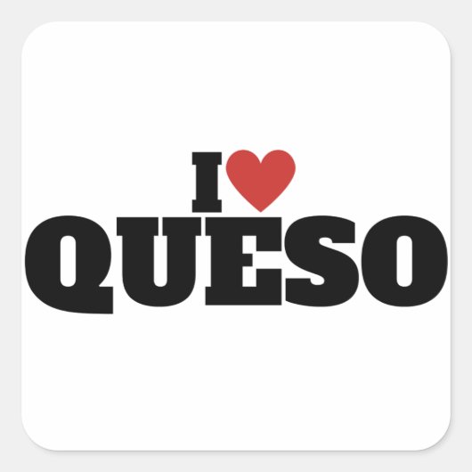 Ik hou van Queso Vierkante Sticker (Voorkant)