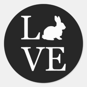 Ik hou van Rabbit Spell Silhouette Bunny Ronde Sticker