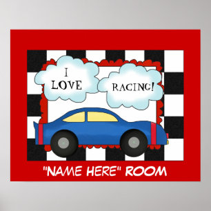 Ik hou van raceposter voor kinderkamer poster