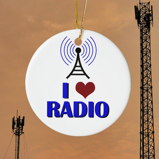 Ik hou van Radio Kerstmis Keramisch Ornament