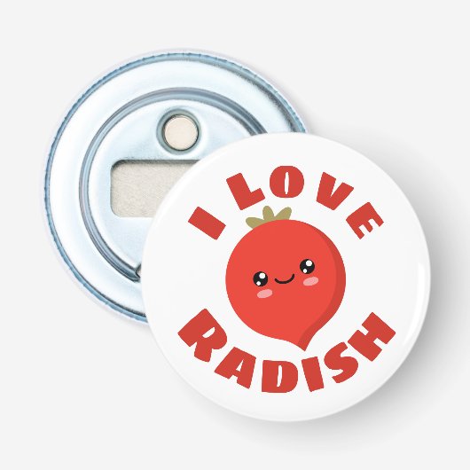 Ik hou van Radish Button Flesopener (Voorkant)