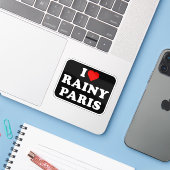 Ik hou van Rainy Paris Sticker (Laptop met iPhone)