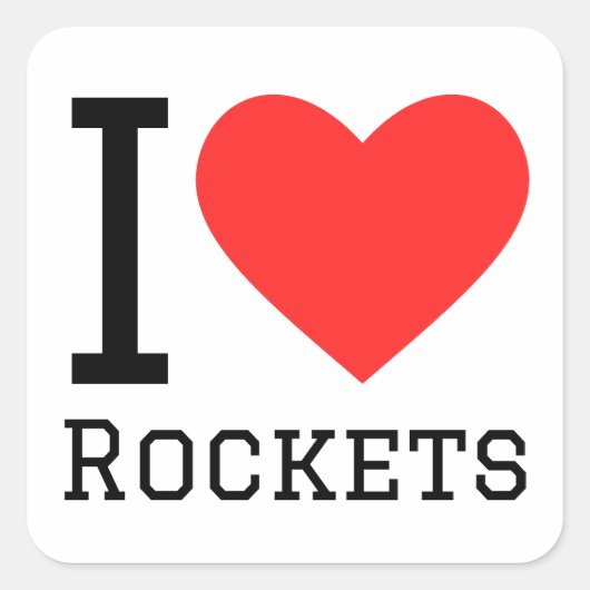 Ik hou van raketten vierkante sticker (Voorkant)