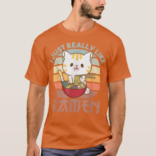 Ik hou van Ramen Cute Cat Eats Ramen Noodl T-shirt