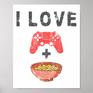 Ik hou van Ramen en gamen, grappige retro noedels  Poster