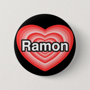 Ik hou van Ramon. Ik hou van je Ramon. Hart Ronde Button 5,7 Cm