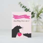 Ik hou van ratten en ze houden van me briefkaart (Staand voorkant)