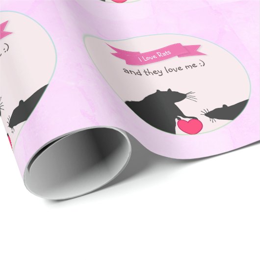 Ik hou van ratten en ze houden van me cadeaupapier (Rol Hoek)