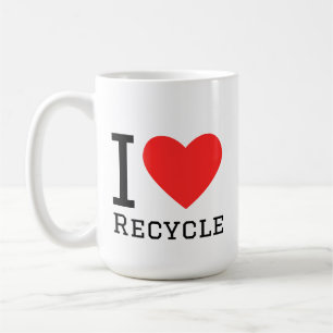 Ik hou van recycle vierkante sticker koffiemok