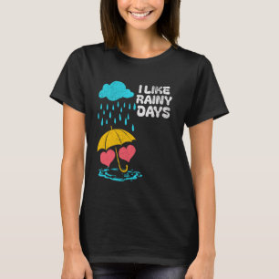 Ik hou van regenachtige dagen weer paraplu regen w t-shirt