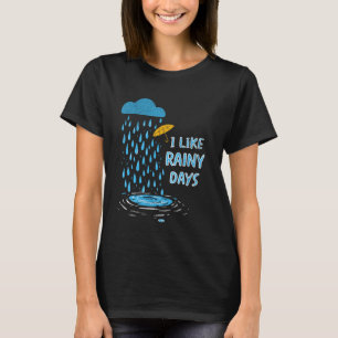Ik hou van regenachtige dagen weer paraplu regen w t-shirt
