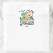 Ik hou van reizen ronde sticker (Tas)