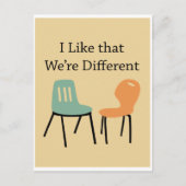 Ik hou van relatie dat we anders zijn briefkaart (Voorkant)