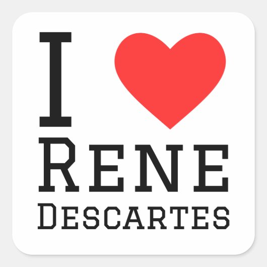 Ik hou van Rene Descartes Vierkante Sticker (Voorkant)