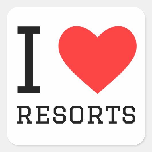 Ik hou van resorts vierkante sticker (Voorkant)