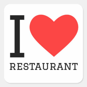 Ik hou van restaurant vierkante sticker