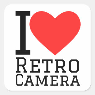 Ik hou van retro camera vierkante sticker