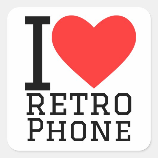 Ik hou van retro telefoon vierkante sticker (Voorkant)