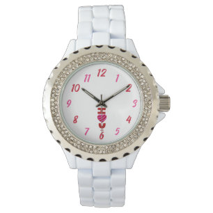 Ik hou van Rhinestone White Enamel Watch Horloge
