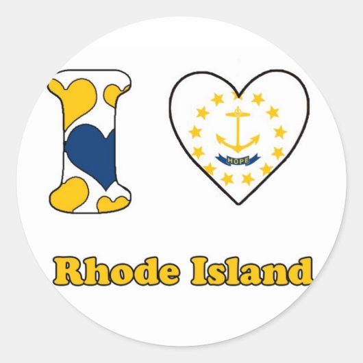 Ik hou van Rhode Island Ronde Sticker (Voorkant)