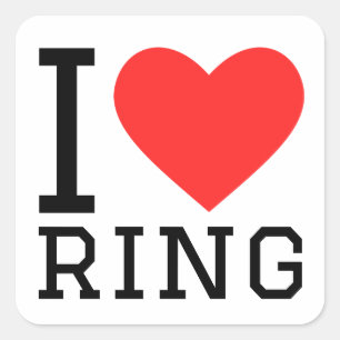 Ik hou van ring vierkante sticker