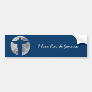 Ik hou van Rio met Christus standbeeld en maan Bumpersticker