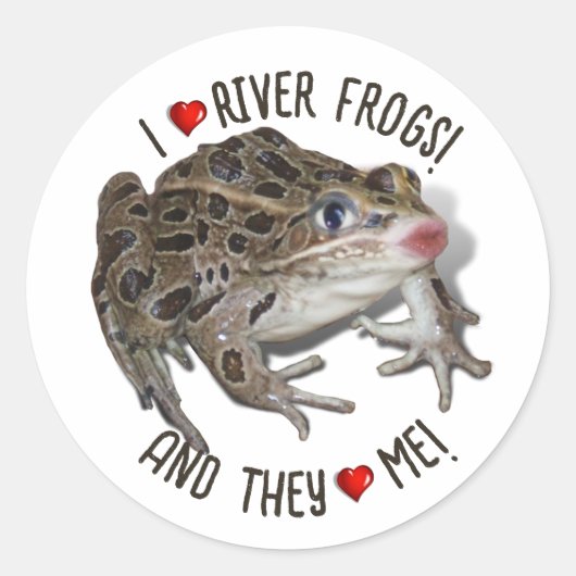 Ik hou van River Frogs Ronde Sticker (Voorkant)