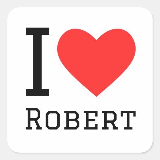 Ik hou van robert vierkante sticker (Voorkant)