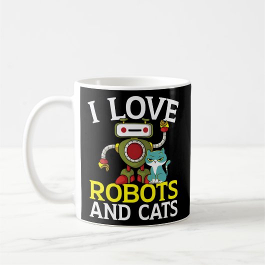 Ik hou van robots en katten robotica en ingenieur  koffiemok (Links)