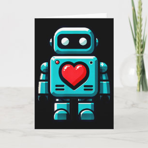 Ik hou van robots, robot met grote hart valentine kaart